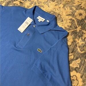 NWT Lacoste Polo For Men 100% Cotton Short Sleeve Color Blue Free Shipping